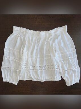 Aeropostale white off-shoulder boho crop top festival whimsy flowy fairy indie M